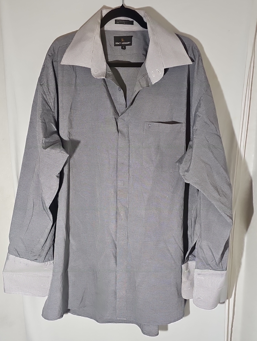 Stacy Adams Grey Dress Shirt with White Contrast Collar & Cuffs